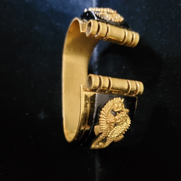 Bracelet Vintage En Métal Doré Signé Jean Painlevé, Manchette Laiton Vert